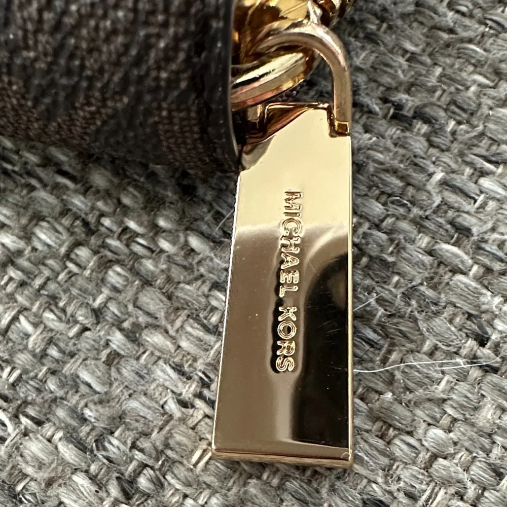 Michael Kors Large Logo Stripe Continental Zip Electric Pink Clutch Wristlet